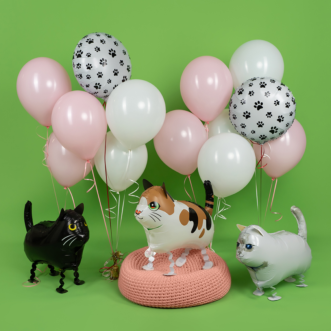 Шар 3D (24''/61 см) Ходячая Фигура, Кот, Черный, 1 шт.