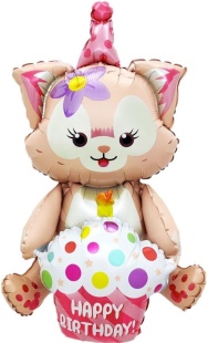 Шар (37''/94 см) Фигура 3D, Лисенок с кексиком, 1 шт. в уп.