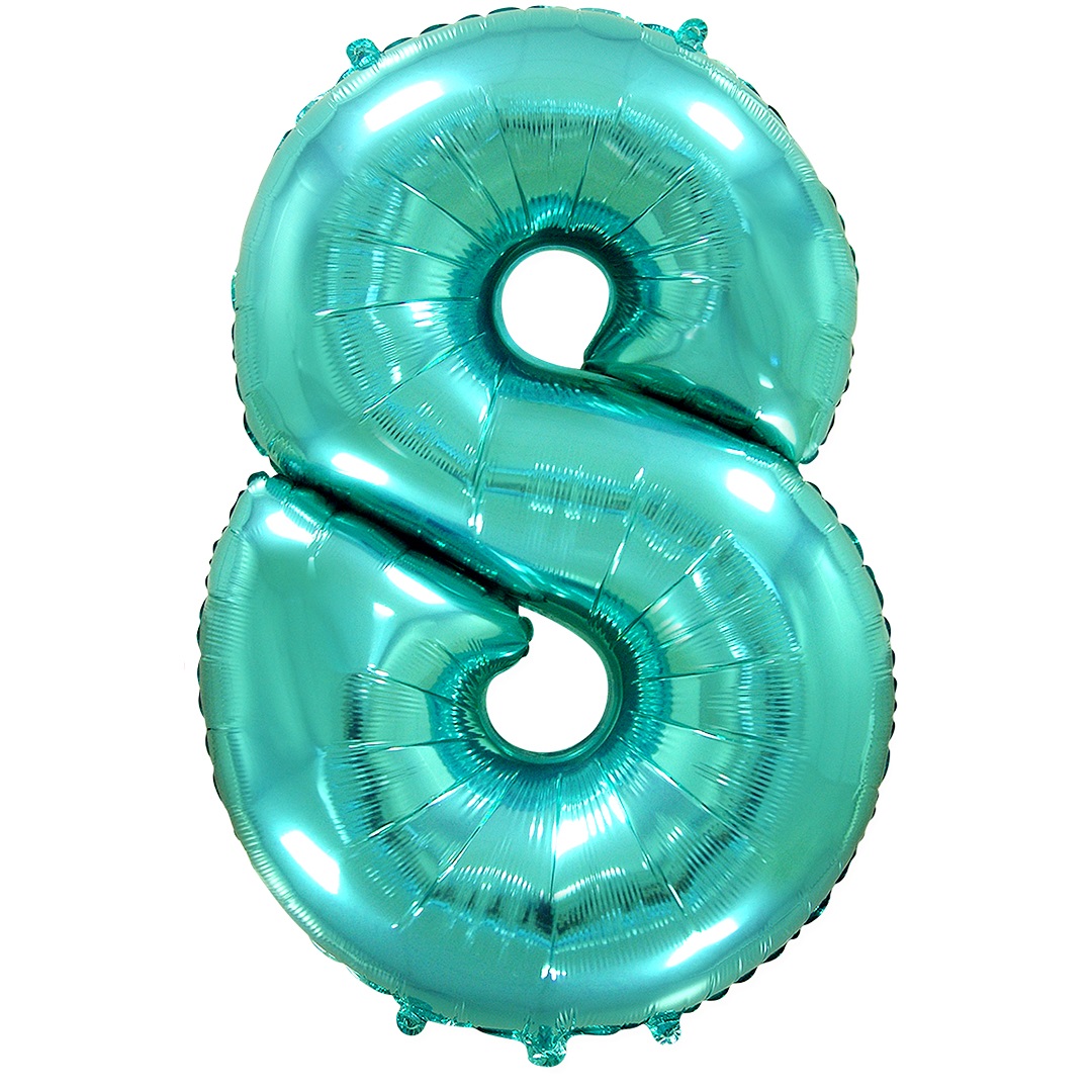 Шар (40''/102 см) Цифра, 8, Тиффани, 1 шт. в уп.