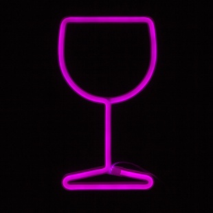 Световая фигура Бокал, 15*27 см. Розовый, 1 шт.