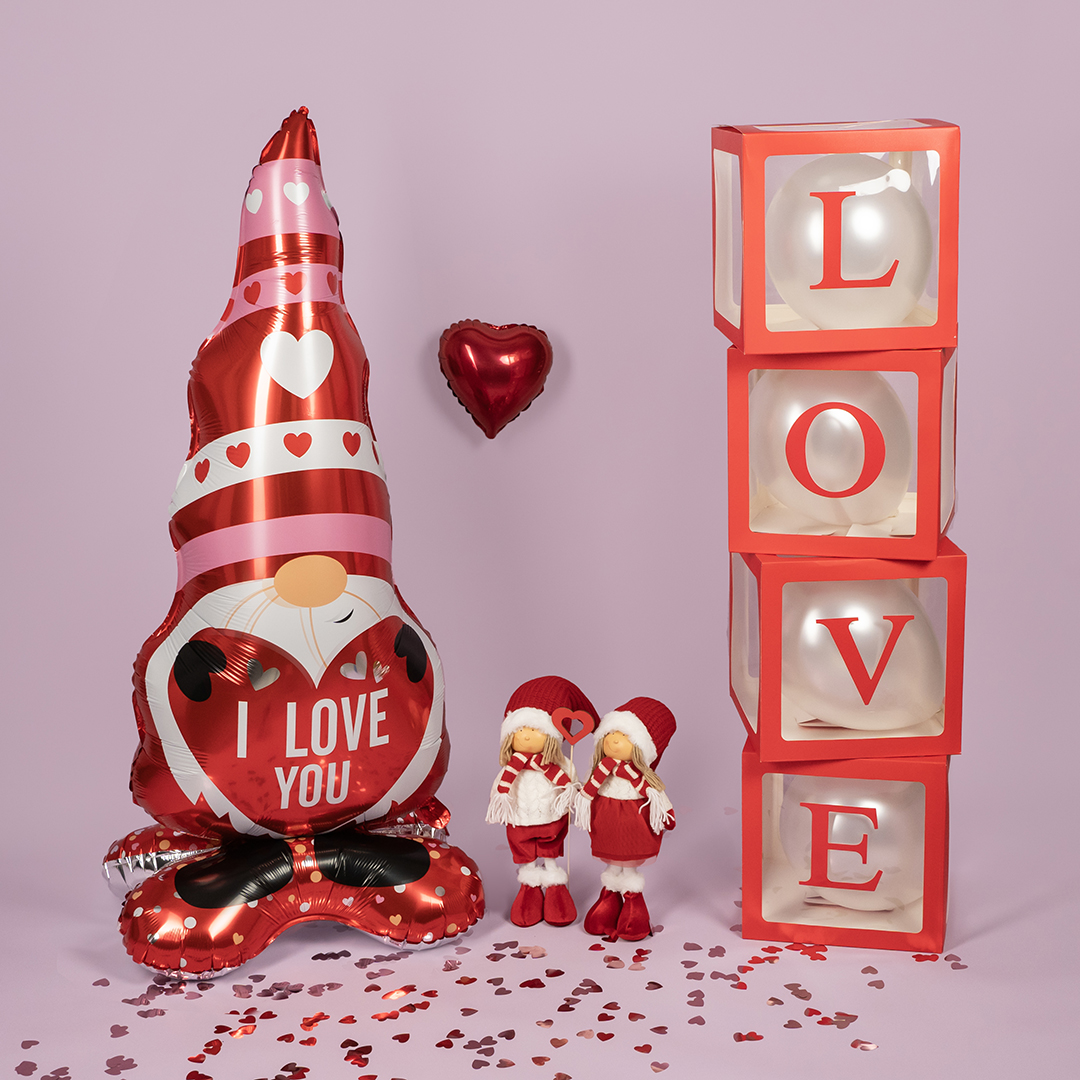 Набор коробок для шаров, Love, Красный, 30*30*30 см, 4 шт. в упак. 