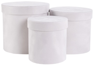 Набор коробок Цилиндр, Бархат, Белый, 18*17*11 см, 3 шт. в упак. 