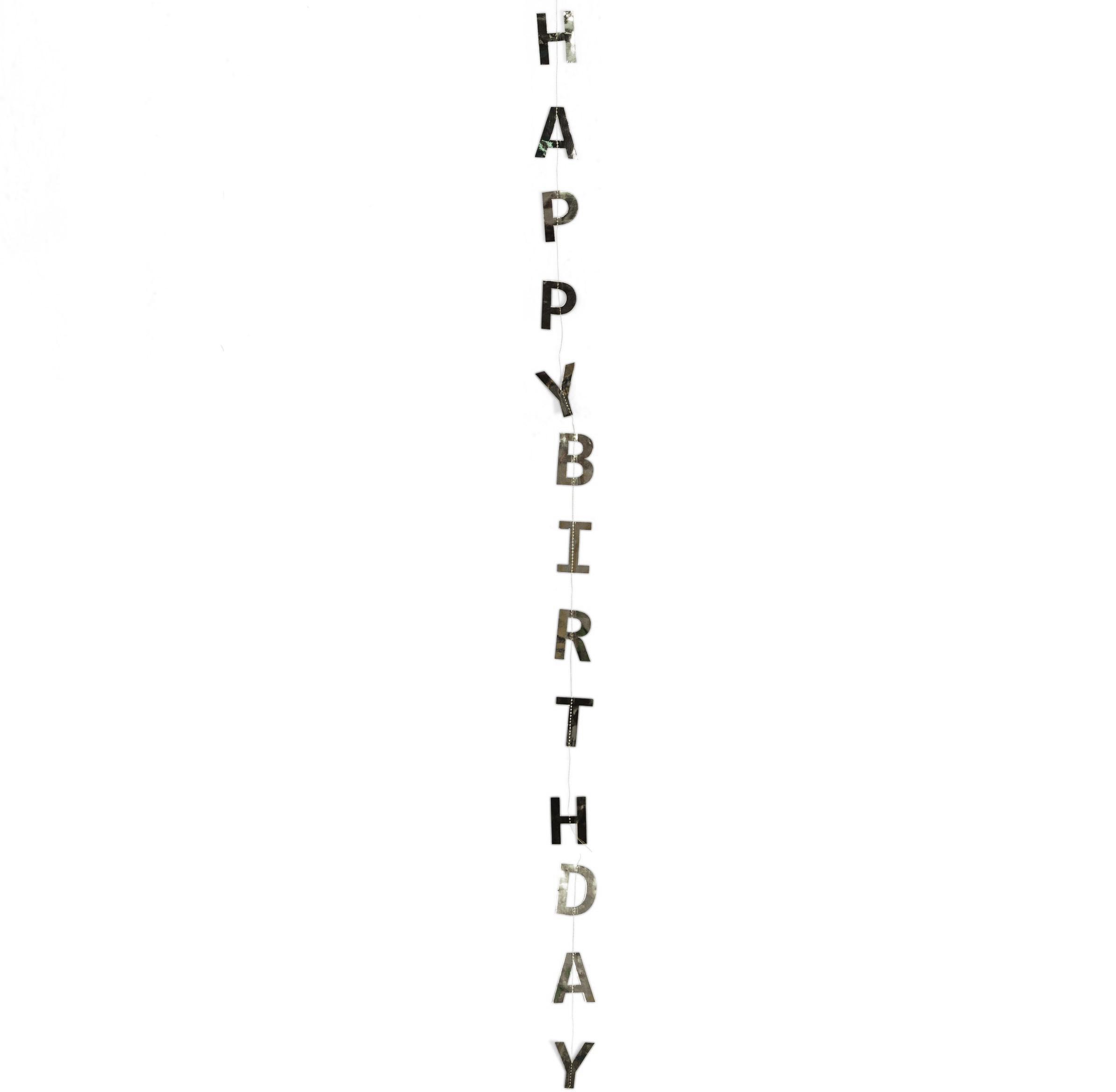 Гирлянда-подвеска Happy Birthday, Серебро, Металлик, 120 см, 1 упак.