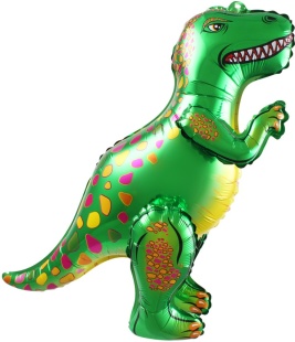 Шар 3D (25''/64 см) Фигура, Динозавр Аллозавр, Зеленый, 1 шт. в уп.