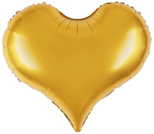 Шар (24''/61 см) Сердце, Люкс, Золото, Сатин, 1 шт.