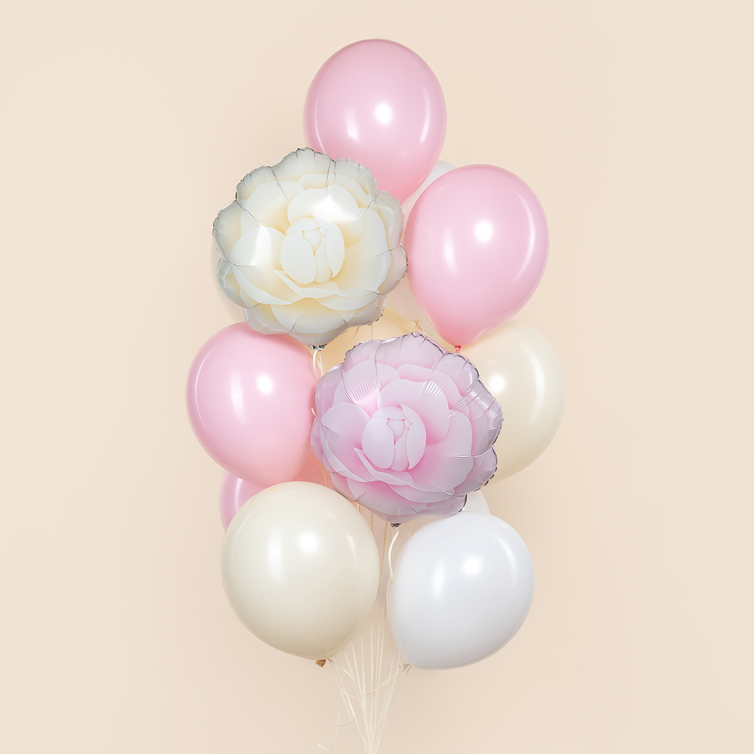 Шар (19''/48 см) Цветок, Камелия, Розовый, 1 шт.