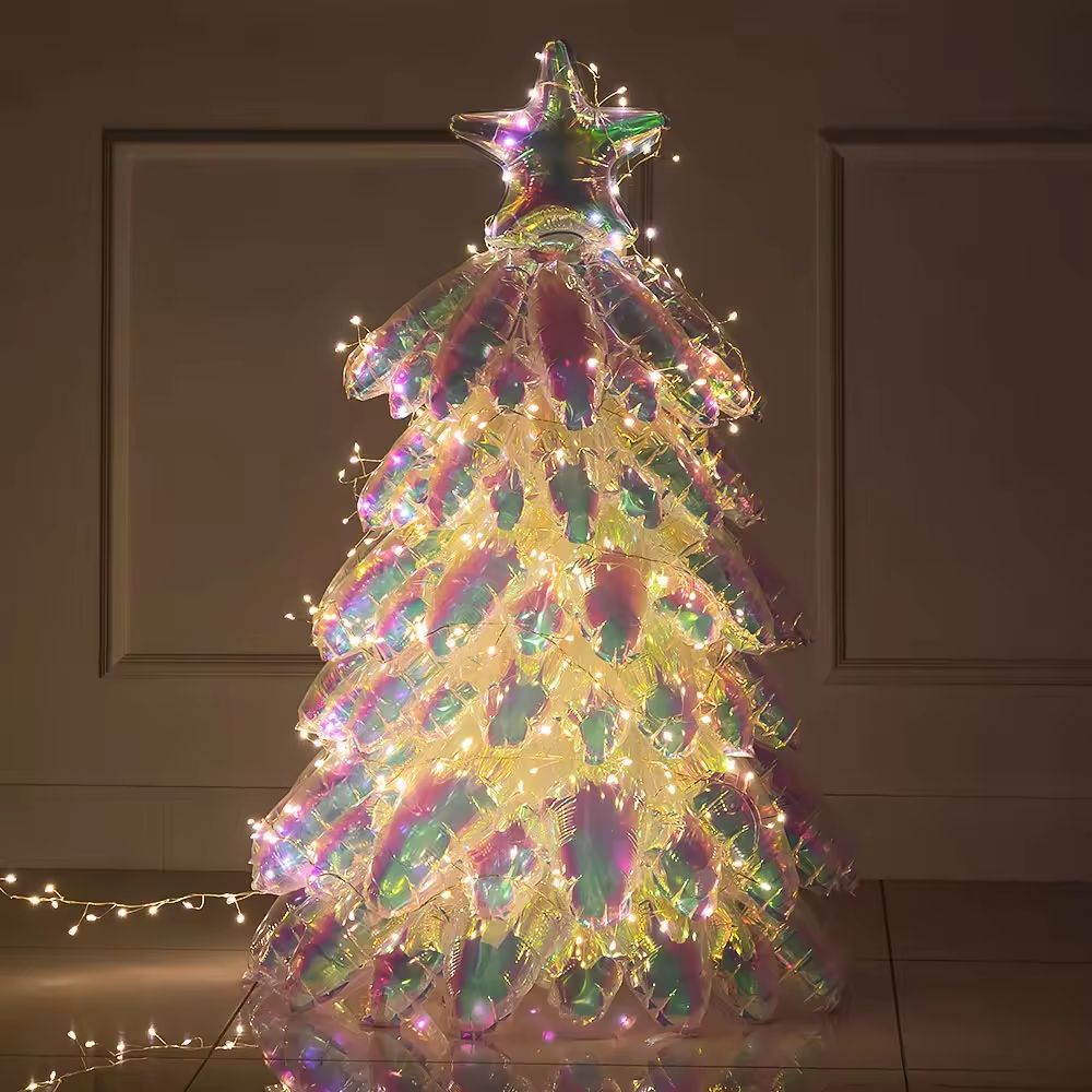 Шар (39''/99 см) Фигура 3D, Новогодняя елочка, Прозрачный, Хамелеон, 1 шт. в уп.