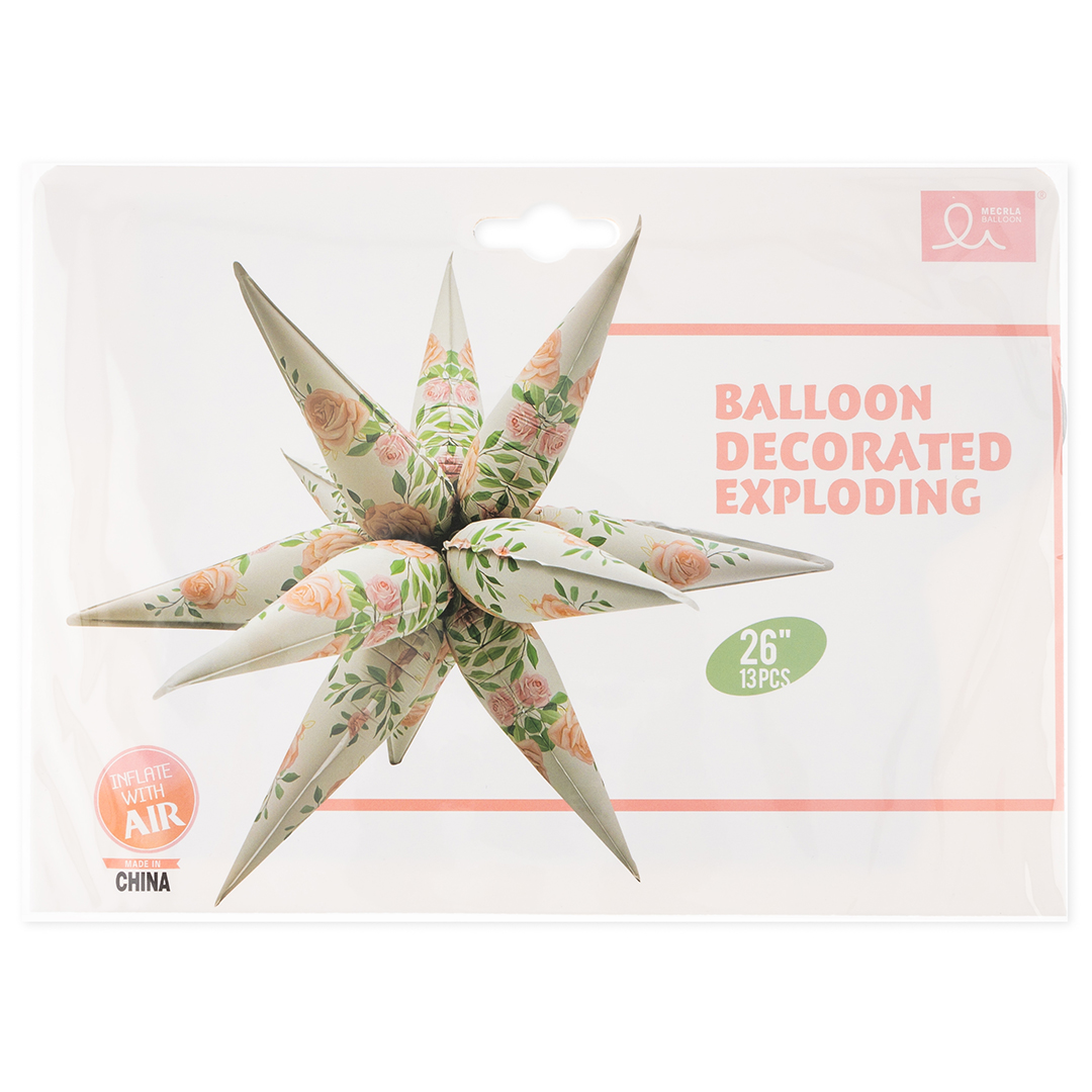 Шар 3D (26''/66 см) Звезда, Составная, Нежные цветы, 1 шт. в уп.