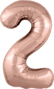 Шар (40''/102 см) Цифра, 2 Slim, Розовое Золото, 1 шт. в уп.
