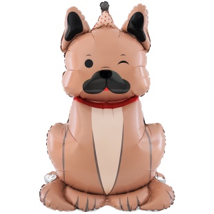 Шар 3D (39''/99 см) Бульдог в колпачке, 1 шт. в уп.