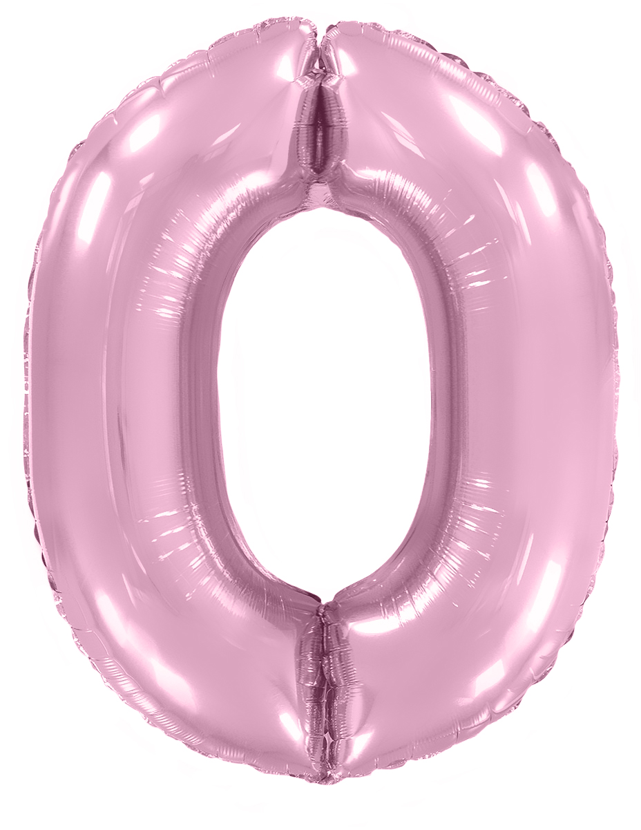 Шар (40''/102 см) Цифра, 0, Розовый, Макарунс, 1 шт.