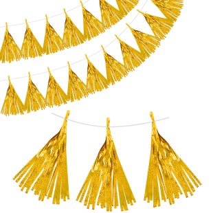 Гирлянда Тассел, Лазерный, Золото, Голография, 35*12 см, 12 листов.