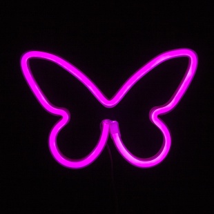 Световая фигура Бабочка, 16*22,5 см. Розовый, 1 шт.