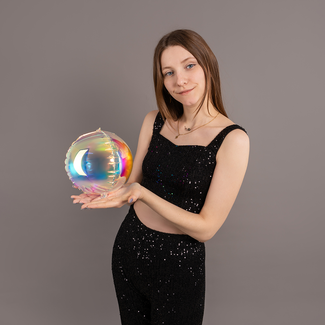 Шар 3D (10''/25 см) Мини-сфера, Зеркальный, Хамелеон, 1 шт. в уп.