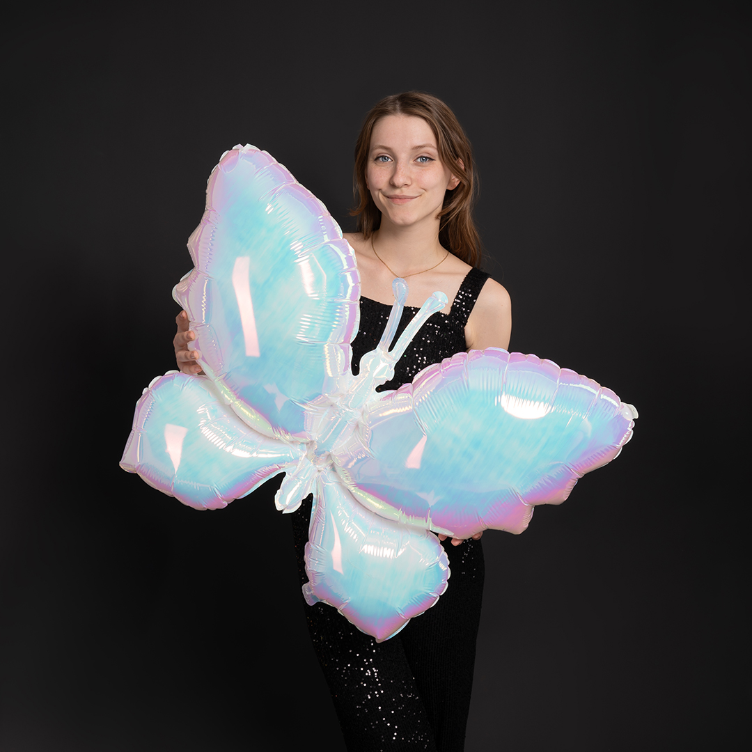 Шар (38''/97 см) Фигура, Бабочка (надув воздухом), Жемчужный, Хамелеон, 1 шт. в уп.