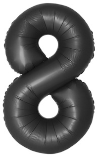 Шар (40''/102 см) Цифра, 8 Slim, Черный, Сатин, 1 шт. в уп.