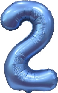 Шар (34''/86 см) Цифра, 2, Синий, Сатин, 1 шт. в уп.