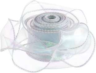 Лента декоративная (4 см*9,14 м) Органза с леской, Серебро, Хамелеон, 1 шт.