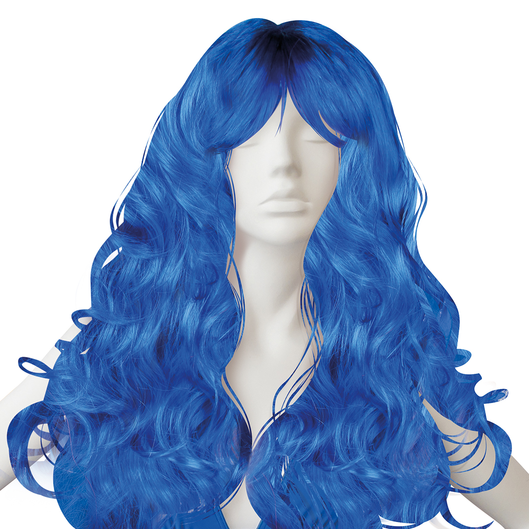Парик карнавальный, 160 гр, Локоны, Синий, 1 шт. в упак. 