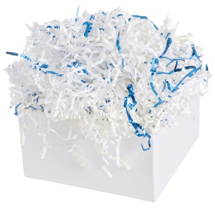 Наполнитель для коробок, Праздничный Дуэт, бумага, ПП, Белый/Синий, Металлик, 50 г.