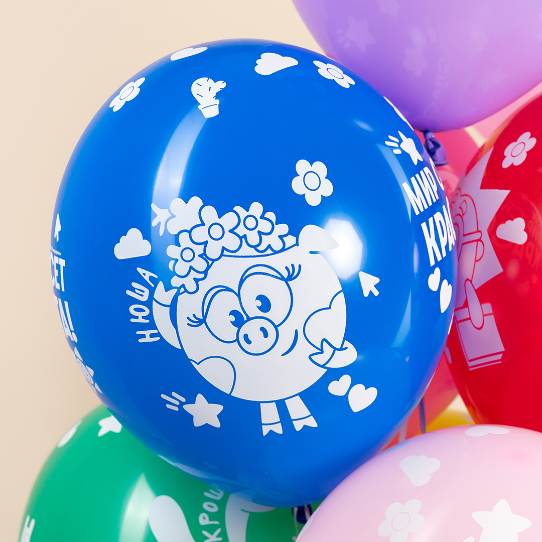 Шар (12''/30 см) Смешарики, Ассорти, пастель, 5 ст, 25 шт.