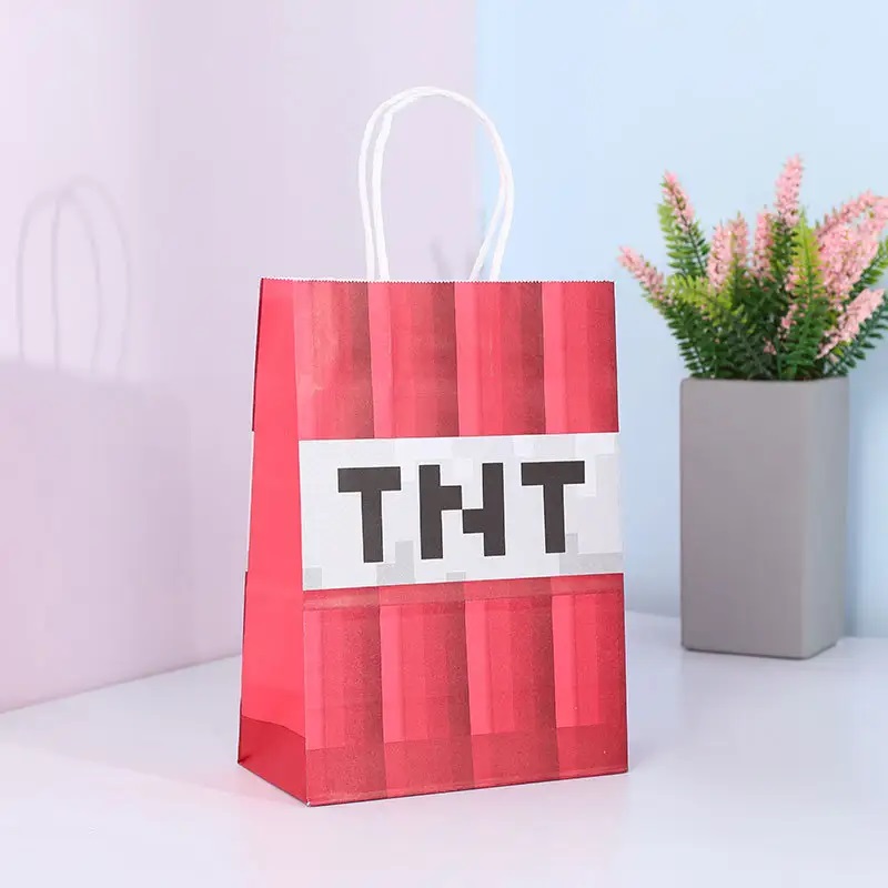 Пакет подарочный, Крафт 120гр, Пиксели, Дизайн №1, 21*15*8 см, 1 шт.