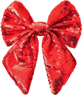Декоративный бант Праздничные пайетки, Красный, с блестками, 14*18 см, 2 шт. в упак. 
