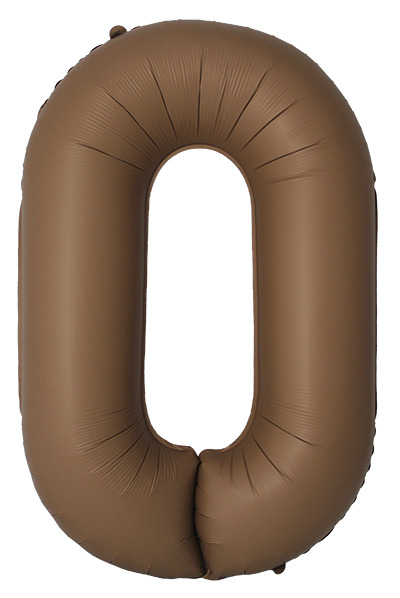 Шар (40''/102 см) Цифра, 0 Slim, Шоколад, Матовый, 1 шт.