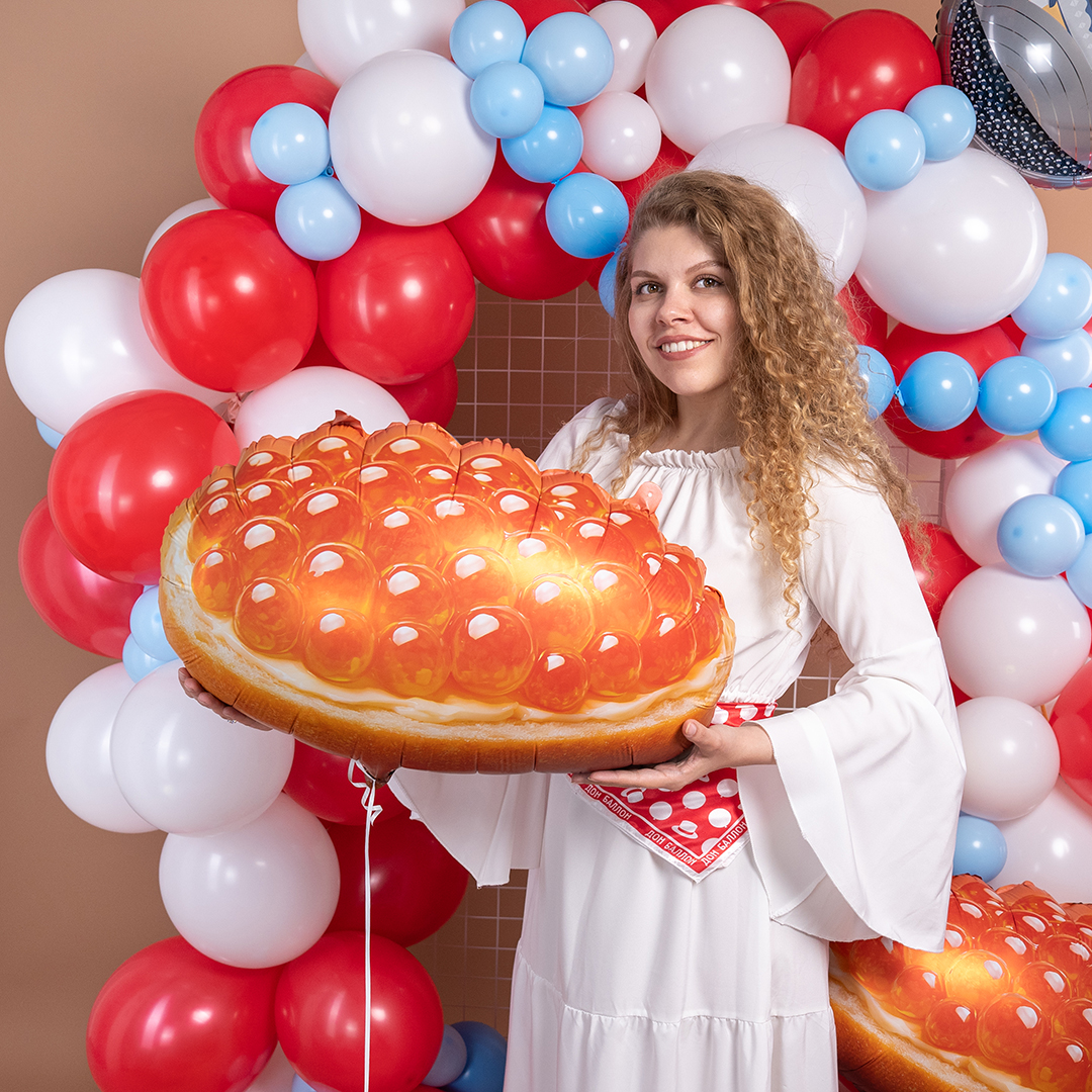 Шар (26''/66 см) Фигура, Бутерброд с икрой, Сатин, 1 шт. в уп.