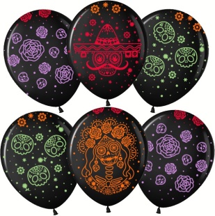Шар (12''/30 см) Волшебный Хэллоуин, Черный, пастель, 5 ст, 25 шт.