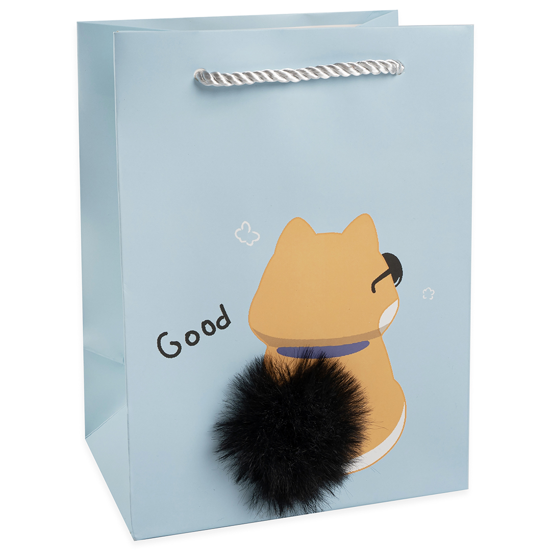 Пакет подарочный, 210гр, Пушистые хвостики, Дизайн №1, 19,5*14,5*10 см, 1 шт.