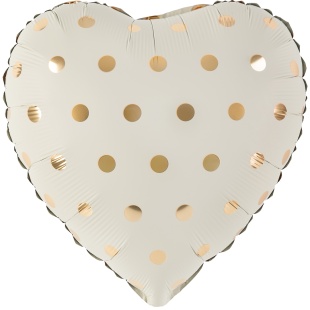 Шар (18''/46 см) Сердце, Золотой горошек, Кремовый, 1 шт.