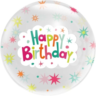 Шар с клапаном (18''/46 см) Сфера, Deco Bubble, Сверкающий ДР, Прозрачный, Кристалл, 1 шт. в уп.