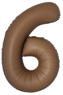 Шар (40''/102 см) Цифра, 6 Slim, Шоколад, Матовый, 1 шт. в уп.