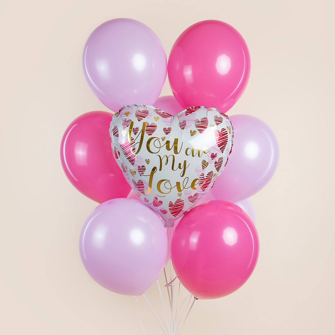 Шар (18''/46 см) Сердце, Моя Любовь (сердца граффити), 1 шт.