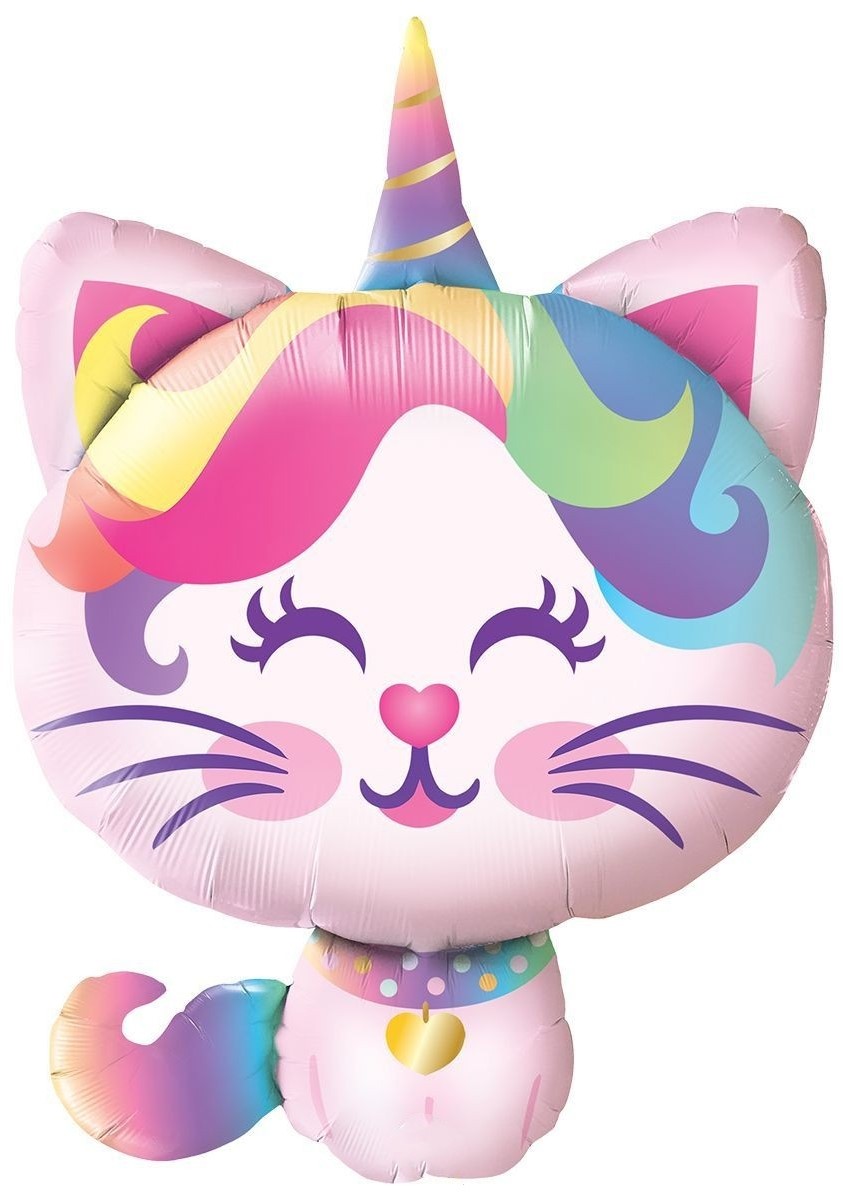 Шар (32''/81 см) Фигура, Котенок Единорог, 1 шт.