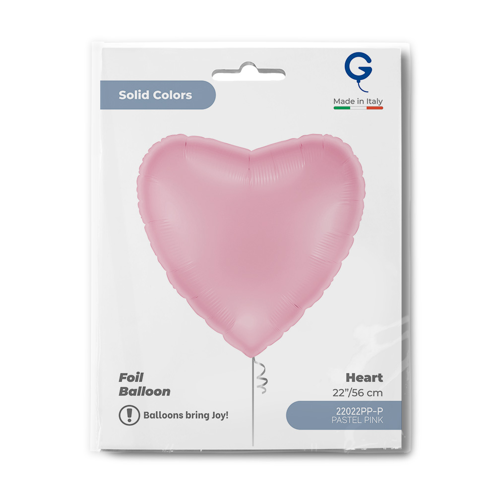 Шар (22''/56 см) Сердце, Розовый, Пастель, 1 шт. в уп.