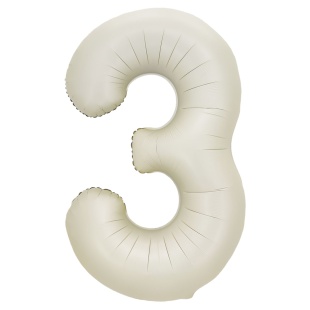 Шар (32''/81 см) Цифра, 3, Белый песок, Сатин, 1 шт. в уп.
