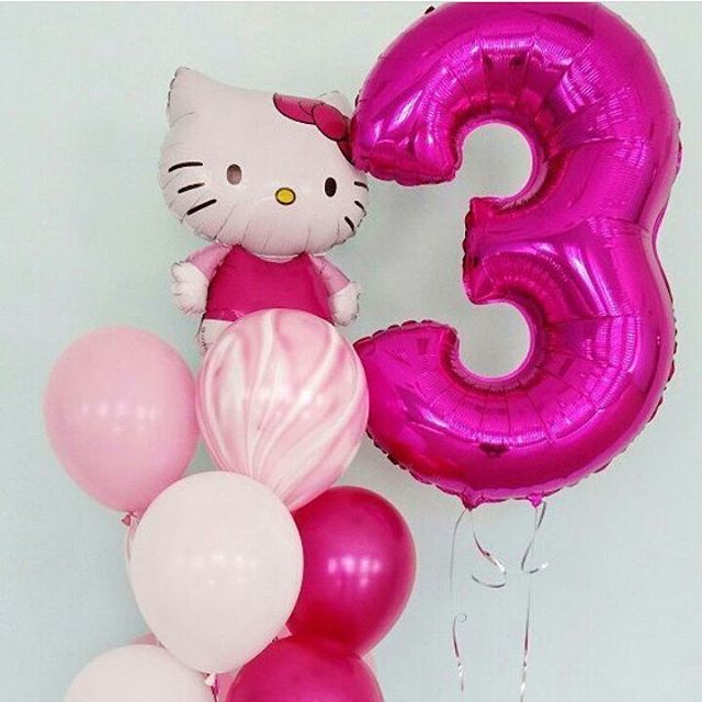 Шар (40''/102 см) Цифра, 3, Фуше, 1 шт.