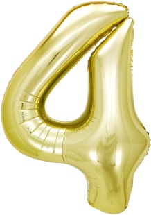 Шар (40''/102 см) Цифра, 4, Белое золото, Металлик, 1 шт. в уп.