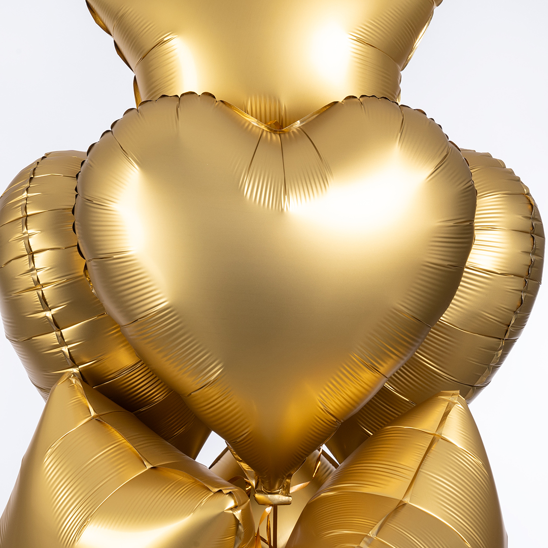 Шар (18''/46 см) Сердце, Золото, Сатин, 1 шт.