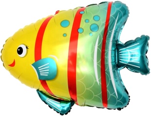 Шар с клапаном (13''/33 см) Мини-фигура, Яркая рыбка, 5 шт. в уп.