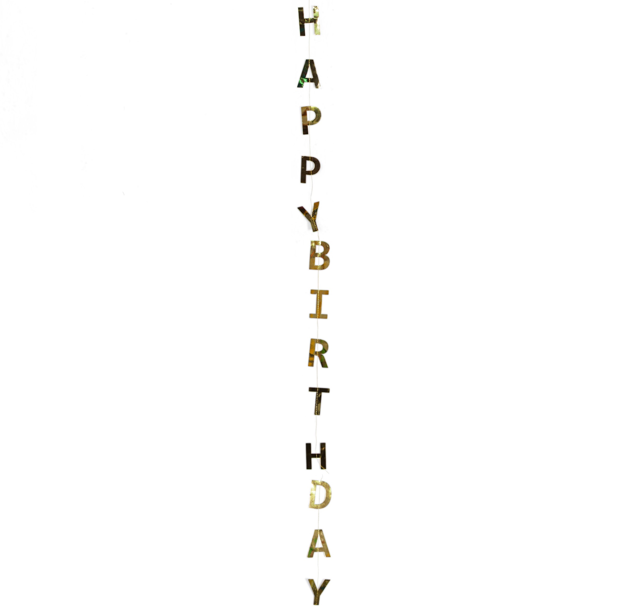 Гирлянда-подвеска Happy Birthday, Золото, Металлик, 120 см, 1 упак.