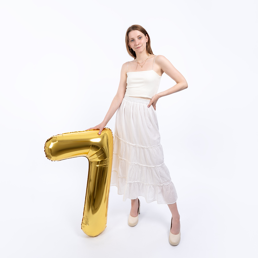 Шар (40''/102 см) Цифра, 7 Slim, Золото, 1 шт.