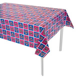Скатерть одноразовая, Зубастики, Синий/Фуше, 120*180 см, 1 шт.