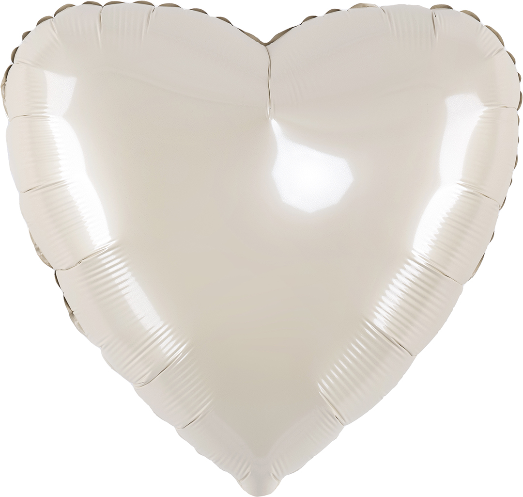 Шар (18''/46 см) Сердце, Кремовый, Сатин, 1 шт.