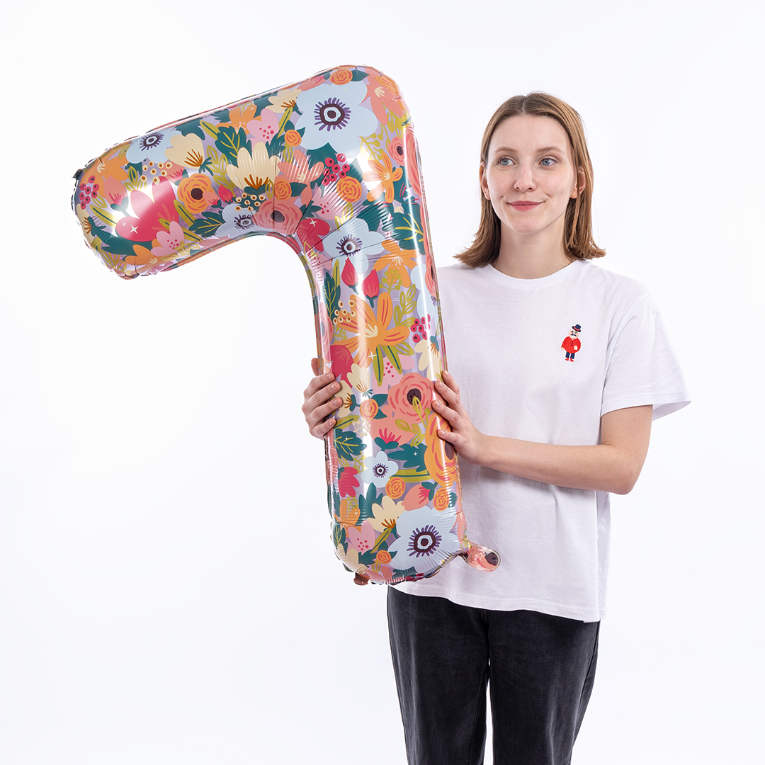 Шар (34''/86 см) Цифра, 7 Цветочный вальс, 1 шт. в уп.