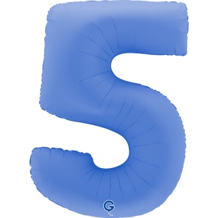 Шар (40''/102 см) Цифра, 5, Голубой Лотос, Матовый, 1 шт. в уп.