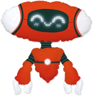 Шар (13''/33 см) Мини-фигура, Робот, Красный, 1 шт.