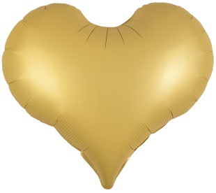 Шар (24''/61 см) Сердце, Люкс, Светлое золото, Сатин, 1 шт.